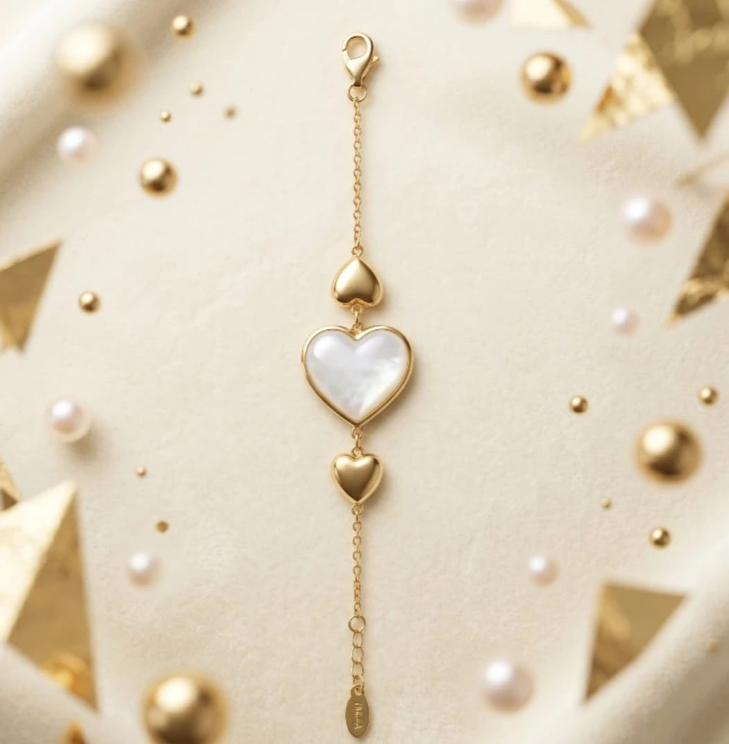 Pulseira Coração Branco Perolado