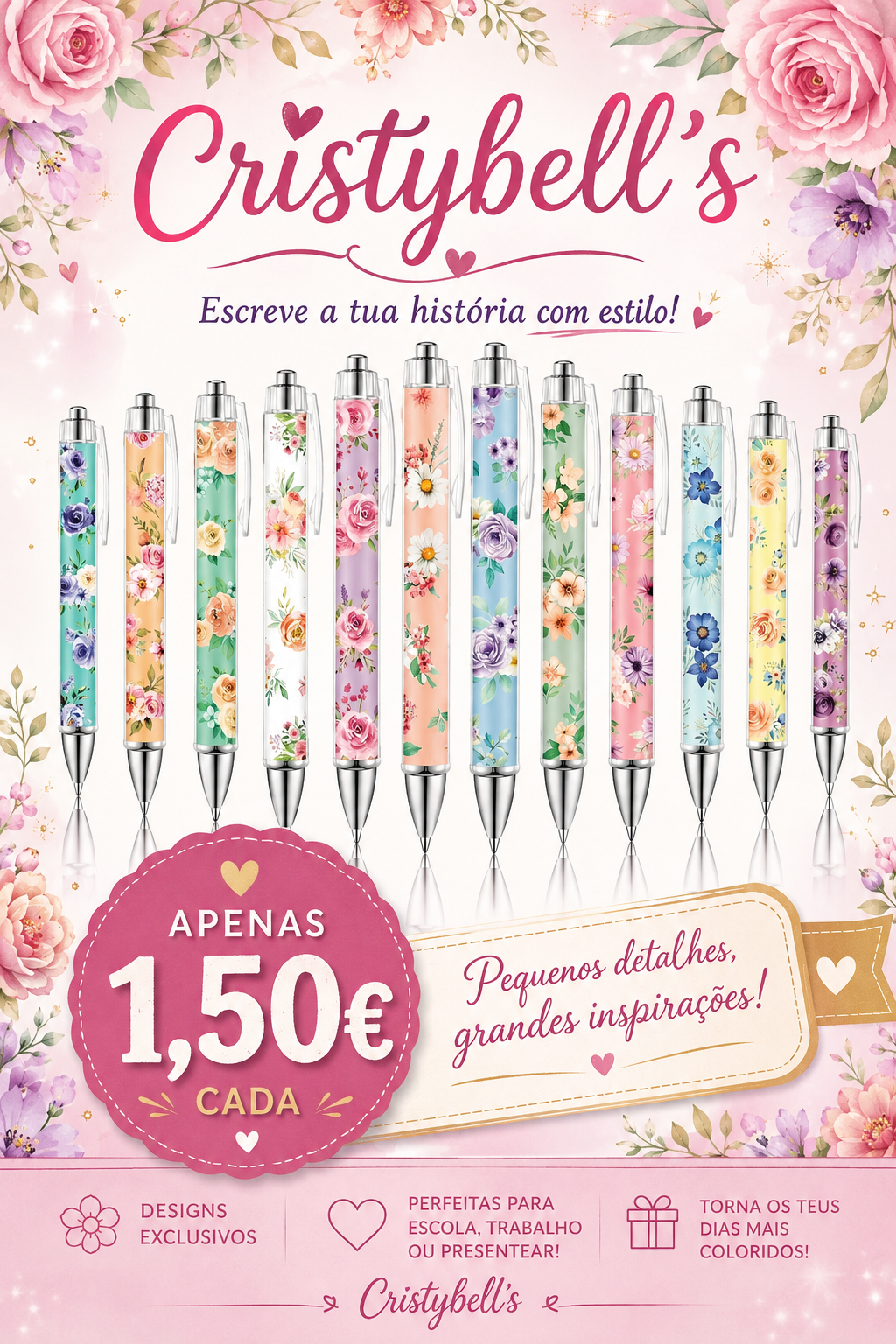 Canetas Decorativas Florais