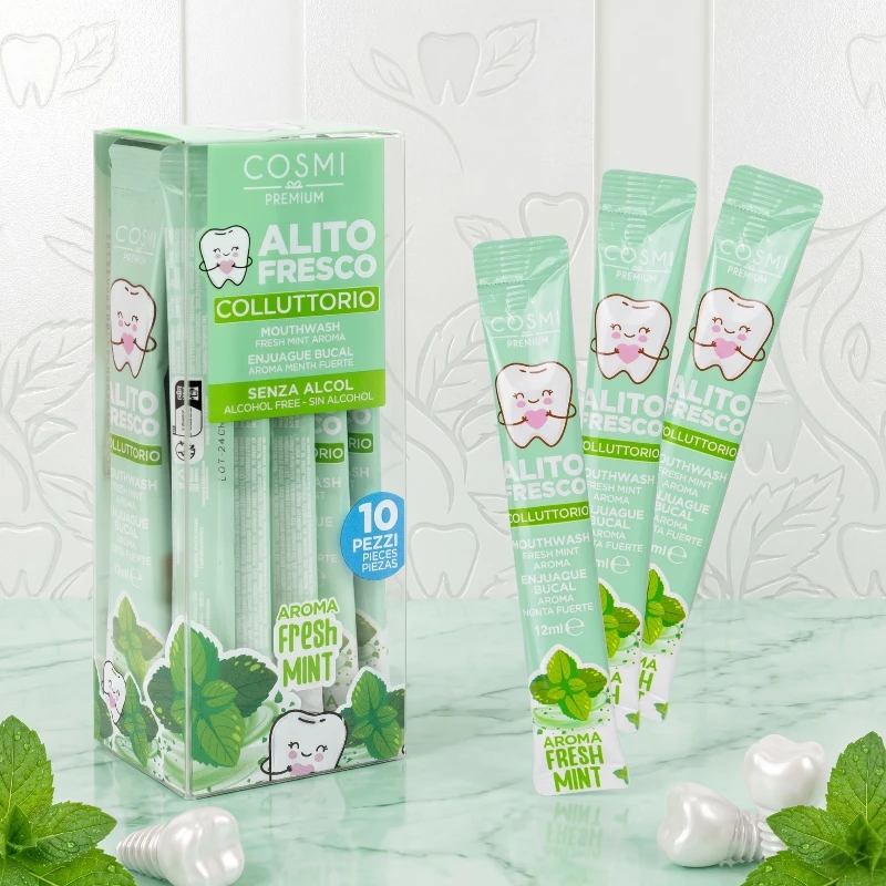 Bastões de Enxaguante Bucal para Hálito Fresco sabor menta