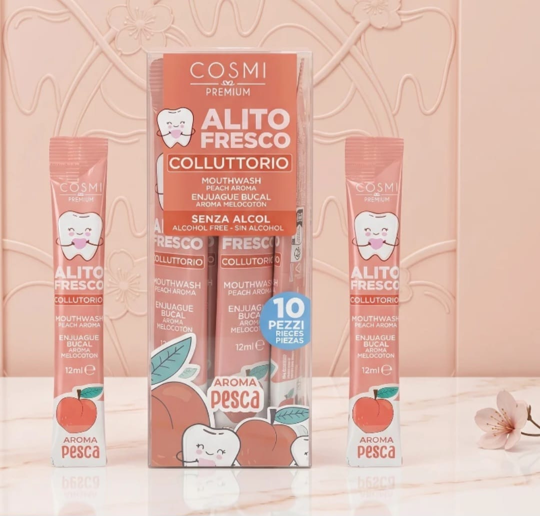 Bastões de Enxaguante Bucal para Hálito Fresco sabor pêssego